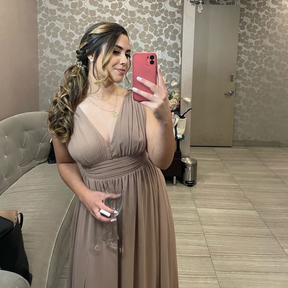 Taupe Lulu's bridesmaids dress